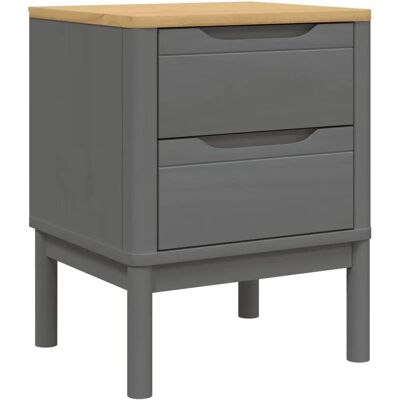 Mesita de noche vidaXL de madera maciza de pino gris - Mesita de noche Mesita de noche vidaXL de madera maciza de pino gris - Mesita de noche