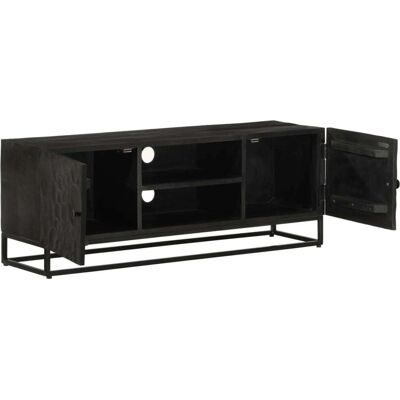 vidaXL Schwarzes Mangoholz TV-Schrank - Modern & Robust - 110x30x40 cm vidaXL Schwarzes Mangoholz TV-Schrank - Modern & Robust - 110x30x40 cm