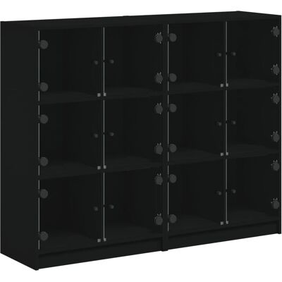 vidaXL Schwarzes Bücherregal mit Türen - 136x37x109 cm vidaXL Schwarzes Bücherregal mit Türen - 136x37x109 cm