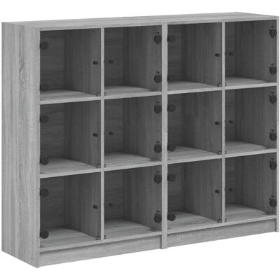 vidaXL Graues Sonoma Bücherregal mit Türen - Wohnzimmeraufbewahrung vidaXL Graues Sonoma Bücherregal mit Türen - Wohnzimmeraufbewahrung