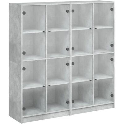 vidaXL Bücherregal mit Türen Beton Grau - Bücherregal vidaXL Bücherregal mit Türen Beton Grau - Bücherregal