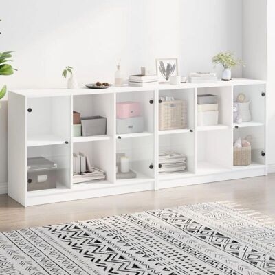 vidaXL Biały regał z drzwiami 204x37x75 cm - Regał vidaXL Biały regał z drzwiami 204x37x75 cm - Regał