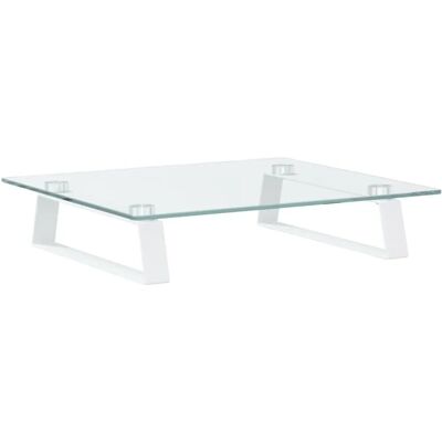 vidaXL Weiß Monitorständer 40x35x8 cm Hartglas und Metall - Monitor Erhöhung vidaXL Weiß Monitorständer 40x35x8 cm Hartglas und Metall - Monitor Erhöhung