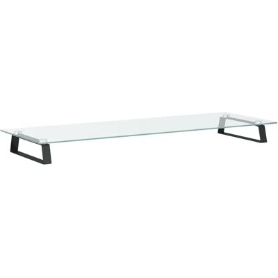 vidaXL Schwarzer Monitorständer 100x35x8 cm - Gehärtetes Glas und Metall vidaXL Schwarzer Monitorständer 100x35x8 cm - Gehärtetes Glas und Metall