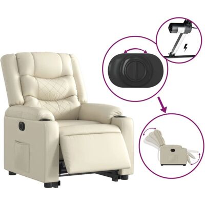 vidaXL Fauteuil Récamier Électrique Crème Cuir Artificiel Ajustable vidaXL Fauteuil Récamier Électrique Crème Cuir Artificiel Ajustable