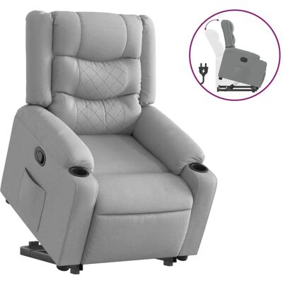vidaXL Fauteuil Relevable Gris Tissu - Accent Chair - Publicité vidaXL Fauteuil Relevable Gris Tissu - Accent Chair - Publicité