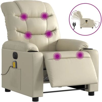 Fauteuil de massage électrique en similicuir crème VidaXL - Publicité Fauteuil de massage électrique en similicuir crème VidaXL - Publicité