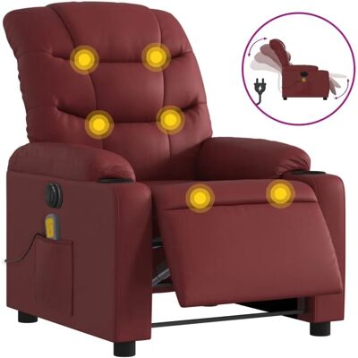 Fauteuil massant électrique vidaXL - Reclinable en cuir synthétique rouge Bordeaux - Publicité Fauteuil massant électrique vidaXL - Reclinable en cuir synthétique rouge Bordeaux - Publicité