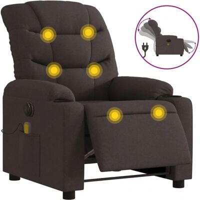 Fauteuil de Massage Électrique VidaXL - Marron Foncé - Repose-Pieds Réglable Fauteuil de Massage Électrique VidaXL - Marron Foncé - Repose-Pieds Réglable