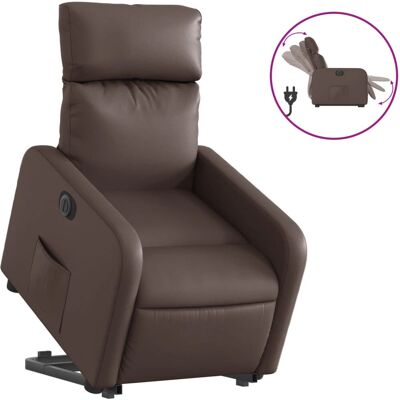 Poltrona Reclinable avec Fonction de Levage en Simili Cuir Marron - Publicité Poltrona Reclinable avec Fonction de Levage en Simili Cuir Marron - Publicité