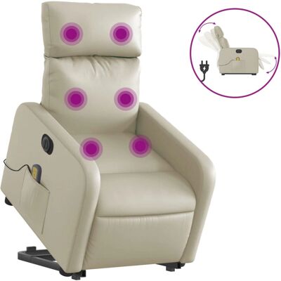 vidaXL Fauteuil inclinable électrique en cuir synthétique - Crème - Publicité vidaXL Fauteuil inclinable électrique en cuir synthétique - Crème - Publicité