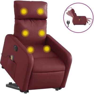 vidaXL Siège de massage électrique avec levage - Fauteuil en similicuir rouge bordeaux - Publicité vidaXL Siège de massage électrique avec levage - Fauteuil en similicuir rouge bordeaux - Publicité