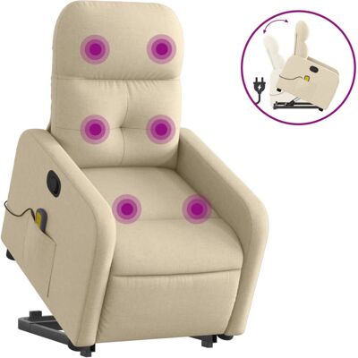 vidaXL Elektrischer Massagesessel Mit Aufstehhilfe Stoff Creme vidaXL Elektrischer Massagesessel Mit Aufstehhilfe Stoff Creme