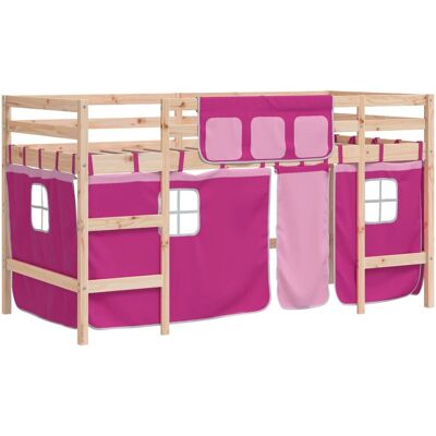 vidaXL Kinder-Hochbett Pink Vorhänge Platzsparend - Kinderbett vidaXL Kinder-Hochbett Pink Vorhänge Platzsparend - Kinderbett