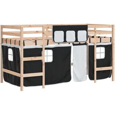 vidaXL Kinder Hochbett Schwarz-Weiß - Kinder Hochbett vidaXL Kinder Hochbett Schwarz-Weiß - Kinder Hochbett