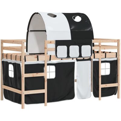 vidaXL Kinder Hochbett mit Tunnel - Schwarz & Weiß, 90x190 cm vidaXL Kinder Hochbett mit Tunnel - Schwarz & Weiß, 90x190 cm