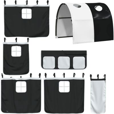 Rideaux occultants vidaXL pour lit mezzanine avec tunnel - Polyester blanc et noir - Publicité Rideaux occultants vidaXL pour lit mezzanine avec tunnel - Polyester blanc et noir - Publicité
