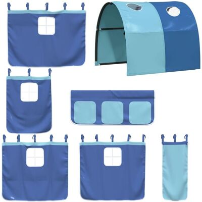 vidaXL Blauwe gordijnen voor hoogslaper met tunnel - Gordijnen voor hoogslaper vidaXL Blauwe gordijnen voor hoogslaper met tunnel - Gordijnen voor hoogslaper