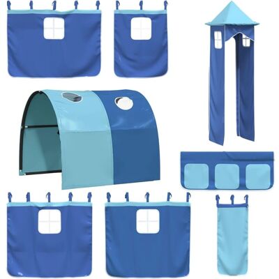 Rideaux vidaXL bleus pour lit mezzanine avec tunnel et tour - Chambre d'enfants amusante - Publicité Rideaux vidaXL bleus pour lit mezzanine avec tunnel et tour - Chambre d'enfants amusante - Publicité