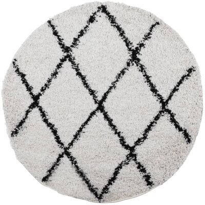 vidaXL Cremeschwarz Hochflor Teppich 120cm - Moderner Bodenbelag vidaXL Cremeschwarz Hochflor Teppich 120cm - Moderner Bodenbelag