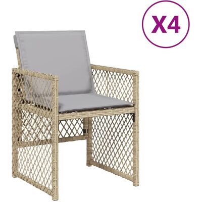 vidaXL Gartenstuhl - Beige/Mischung - Wetterfester Polyrattan - Klappbares Rückenteil - Robuster Stahlrahmen vidaXL Gartenstuhl - Beige/Mischung - Wetterfester Polyrattan - Klappbares Rückenteil - Robuster Stahlrahmen