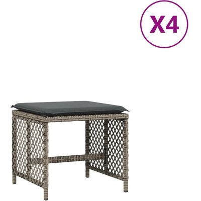 vidaXL Gartenshocker - 4 St, Grau, Rattan, Stahl - Gartenmöbel vidaXL Gartenshocker - 4 St, Grau, Rattan, Stahl - Gartenmöbel
