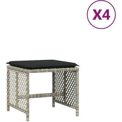 VidaXL Hocker - Wetterfestes Poly Rattan - 4 Stü?e & Kissen VidaXL Hocker - Wetterfestes Poly Rattan - 4 Stü?e & Kissen