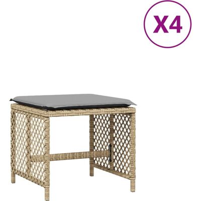 vidaXL Gartentisch mit Kissen - Wetterfestes PE Rattan - 41x41x36cm vidaXL Gartentisch mit Kissen - Wetterfestes PE Rattan - 41x41x36cm