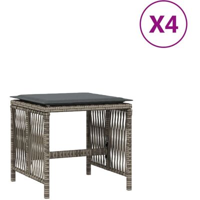 vidaXL Hocker - Wetterfester Rattan - Grau - Gartensitz vidaXL Hocker - Wetterfester Rattan - Grau - Gartensitz