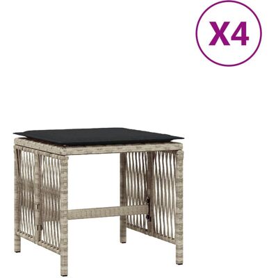 VidaXL Hocker - Wetterfester PE-Rattan - 4 Kissen - Set mit 4 VidaXL Hocker - Wetterfester PE-Rattan - 4 Kissen - Set mit 4