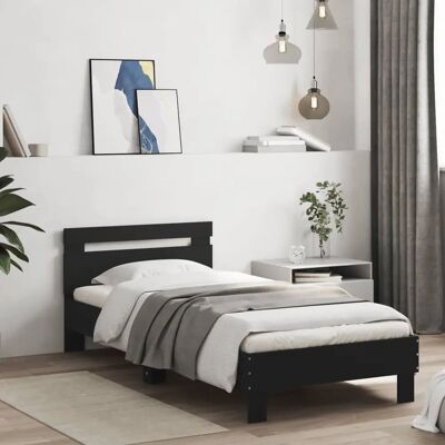 vidaXL Schwarzes 75x190 cm Bettgestell mit Kopfteil & LED-Beleuchtung - Bettgestell vidaXL Schwarzes 75x190 cm Bettgestell mit Kopfteil & LED-Beleuchtung - Bettgestell