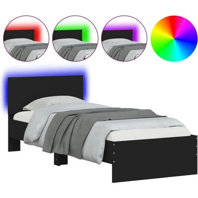vidaXL Seng med hovedgærde og LED-lys sort 75x190 cm - Seng vidaXL Seng med hovedgærde og LED-lys sort 75x190 cm - Seng