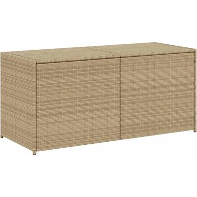 vidaXL Garden Storage Chest Beige 283L Poly Rattan - Garden Storage vidaXL Garden Storage Chest Beige 283L Poly Rattan - Garden Storage