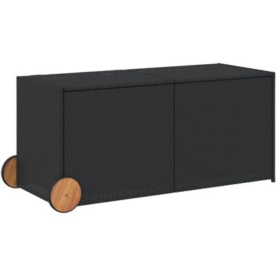 Boîte de rangement jardin avec roues noir 283L poly rotin Boîte de rangement jardin avec roues noir 283L poly rotin