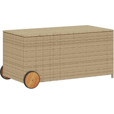 vidaXL Garden Storage Chest with Wheels Beige - Garden Storage vidaXL Garden Storage Chest with Wheels Beige - Garden Storage