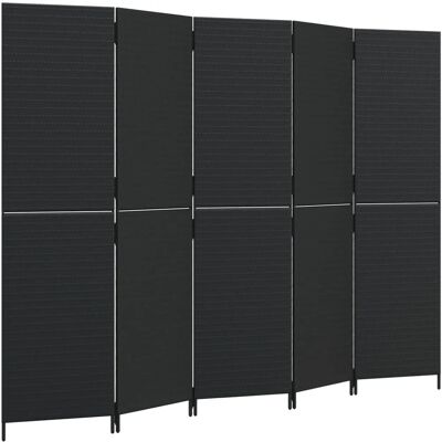 vidaXL Huoneen jakaja 5 Panelia Musta Poly Rattan - Huoneen jakaja vidaXL Huoneen jakaja 5 Panelia Musta Poly Rattan - Huoneen jakaja