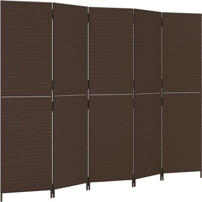 vidaXL Paravent 5 Panneaux Marron Poly Rattan - Séparateur d'Espace - Publicité vidaXL Paravent 5 Panneaux Marron Poly Rattan - Séparateur d'Espace - Publicité