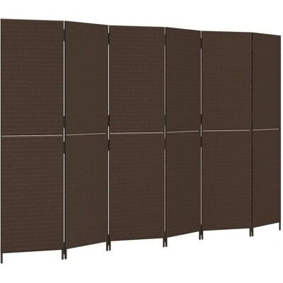 vidaXL Paravent 6 Panneaux Marron Poly Rattan - Paravent - Publicité vidaXL Paravent 6 Panneaux Marron Poly Rattan - Paravent - Publicité