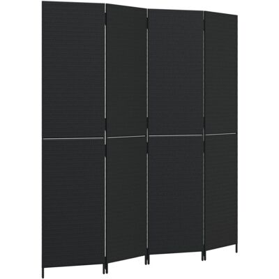 vidaXL Dzielnik pomieszczeń 4 Panele Czarny Poli Rattan - Dzielnik vidaXL Dzielnik pomieszczeń 4 Panele Czarny Poli Rattan - Dzielnik