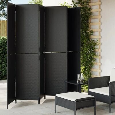 vidaXL Huoneenjakaja 6 Paneelia Musta Poly Rattan - Huoneenjakaja vidaXL Huoneenjakaja 6 Paneelia Musta Poly Rattan - Huoneenjakaja
