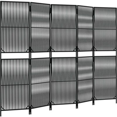 Paravent 5 panneaux noir en poly rattan - Paravent - Publicité Paravent 5 panneaux noir en poly rattan - Paravent - Publicité
