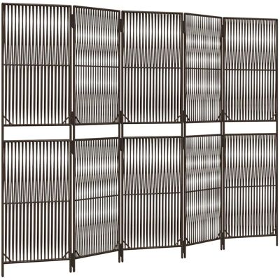 vidaXL Paravent - 5 Panneaux Marron Poly Rattan - Publicité vidaXL Paravent - 5 Panneaux Marron Poly Rattan - Publicité