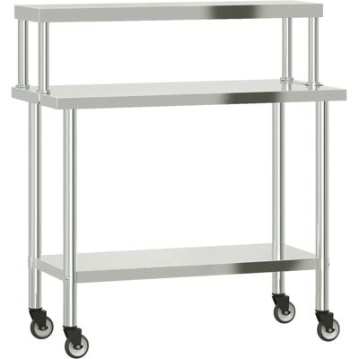 vidaXL Küchenarbeitsplatte mit Überregal 110x55x120 cm Edelstahl - Küchenarbeitsplatte vidaXL Küchenarbeitsplatte mit Überregal 110x55x120 cm Edelstahl - Küchenarbeitsplatte