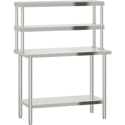 vidaXL Küchen-Arbeitstisch mit Überregal - Edelstahl vidaXL Küchen-Arbeitstisch mit Überregal - Edelstahl