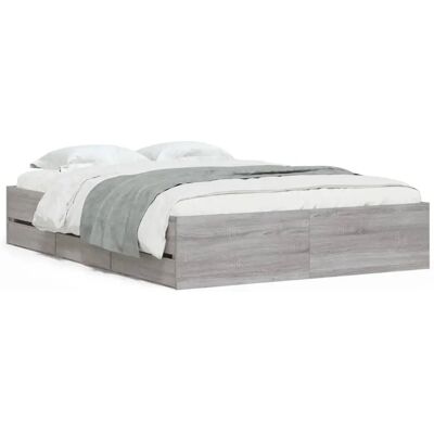 vidaXL Bettgestell Grau Sonoma - Moderner Stauraumbett für 150x200 cm vidaXL Bettgestell Grau Sonoma - Moderner Stauraumbett für 150x200 cm