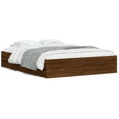 vidaXL Bed Frame with Drawers - Bed Frame Brown Oak 150x200cm vidaXL Bed Frame with Drawers - Bed Frame Brown Oak 150x200cm