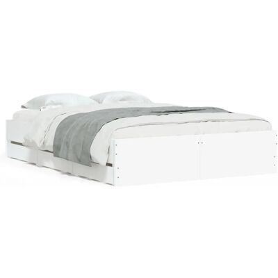 Marco de cama con cajones vidaXL - Blanco 140x190cm Marco de cama con cajones vidaXL - Blanco 140x190cm