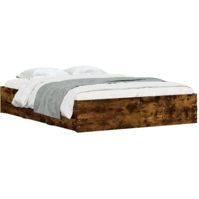 Marco de cama con cajones madera de ingeniería roble ahumado 140x190 cm - Tipo de cama Marco de cama con cajones madera de ingeniería roble ahumado 140x190 cm - Tipo de cama