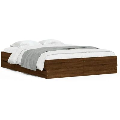 vidaXL Bed Frame with Drawers - Modern Brown Oak 140x190 cm vidaXL Bed Frame with Drawers - Modern Brown Oak 140x190 cm