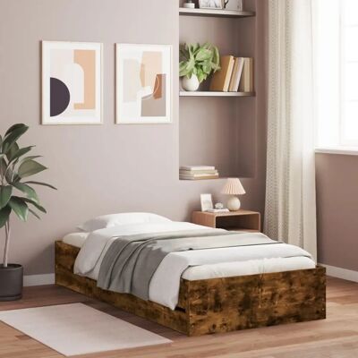 vidaXL Bed Frame with Drawers Smoked Oak - Bed Type vidaXL Bed Frame with Drawers Smoked Oak - Bed Type